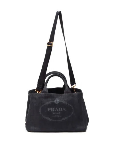 Pre-owned Prada 2000-2020 Canapa Two-way Bag In 灰色