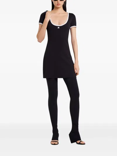 Courrèges Holistic Contrast Mini Dress In 黑色