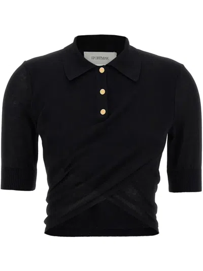 Sportmax Shaker Cropped Polo Shirt Clothing In Black