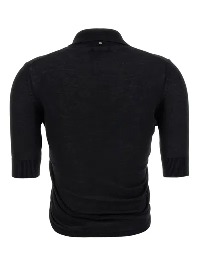 Sportmax Shaker Cropped Polo Shirt Clothing In Black