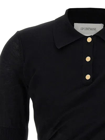 Sportmax Shaker Cropped Polo Shirt Clothing In Black