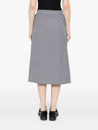 Agnès B. Gingham Cotton Skirt In Black