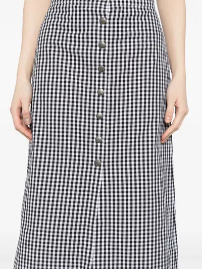 Agnès B. Gingham Cotton Skirt In Black