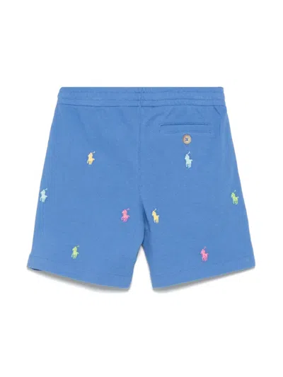 Polo Ralph Lauren Boy's Shorts W/ Embroidered Ponies In Blue