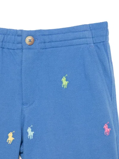 Polo Ralph Lauren Boy's Shorts W/ Embroidered Ponies In Blue