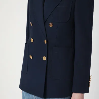 Gucci Blazer Double-breasted Gold-tone Buttons In Blue