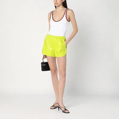 Gucci Lime Green Shorts In Leather In Green