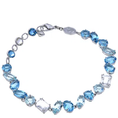 Swarovski Icy Blue Crystal Bracelet With Rhodium-plated Design