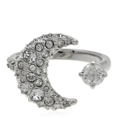Swarovski Luna Motif Ring Small Rhodium Shiny Clear In Silver Tone