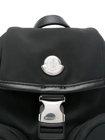 Moncler Functional Polyester Backpack With Multiple Pockets In Black