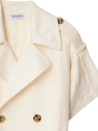 Burberry Trench Dress Viscose Belted Double-breasted Epaulettes In Neutral