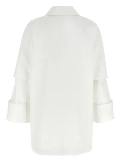 Max Mara Layered Sleeve Coat Featuring Button Detail In White