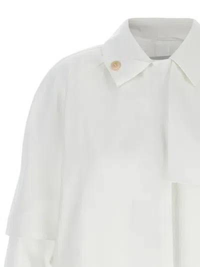 Max Mara Layered Sleeve Coat Featuring Button Detail In White