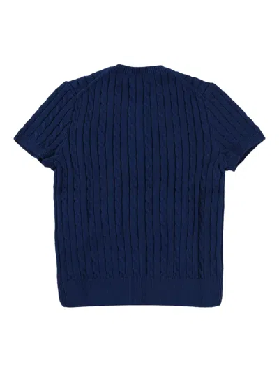 Polo Ralph Lauren Short Sleeve Crewneck Cardigan In Blue
