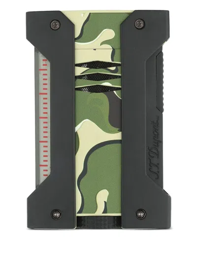 St Dupont Engraved-logo Lighter In Green