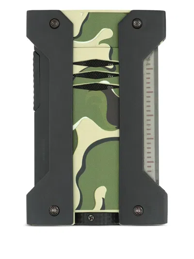 St Dupont Engraved-logo Lighter In Green