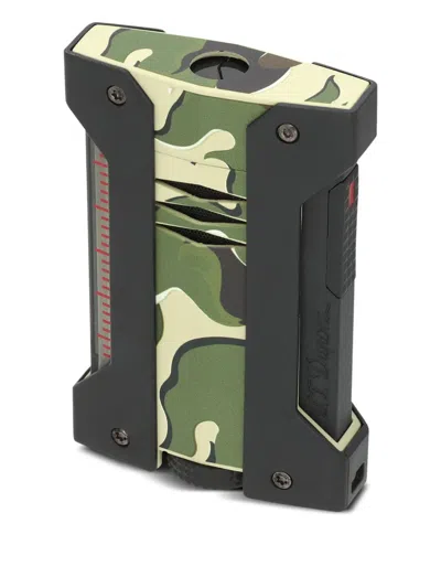 St Dupont Engraved-logo Lighter In Green