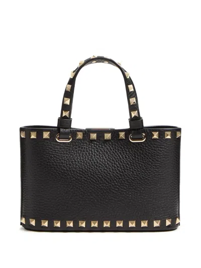Valentino Garavani Rockstud Mini Shopping Bag In Grainy Calfskin Woman Black Uni