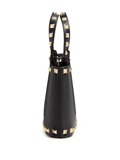 Valentino Garavani Rockstud Mini Shopping Bag In Grainy Calfskin Woman Black Uni
