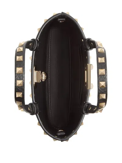 Valentino Garavani Rockstud Mini Shopping Bag In Grainy Calfskin Woman Black Uni