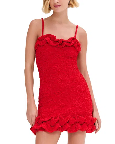 Patbo Papillon Jacquard Flutter Mini Dress In Red