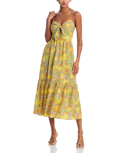 Aqua Lemon Tie Front Midi Dress - Exclusive In Lemon