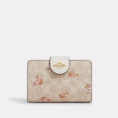 Coach Outlet Medium Corner Zip Wallet In Signature Canvas With Floral Print In Multi