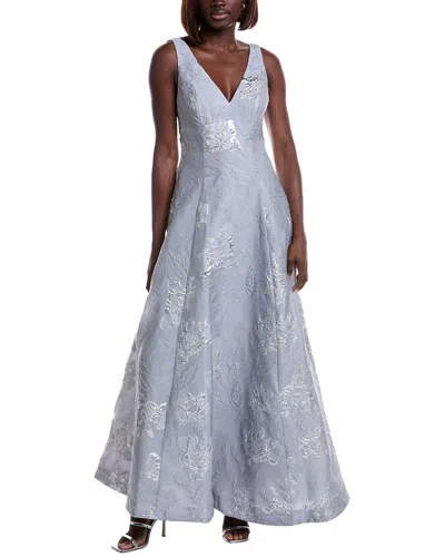 ml Monique Lhuillier Madeline Floral Jacquard Gown In Grey