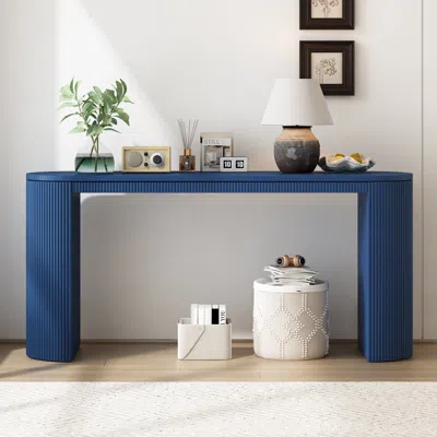 Streamdale Furniture Streamdale Curved Console Table With Vertical Stripe Design