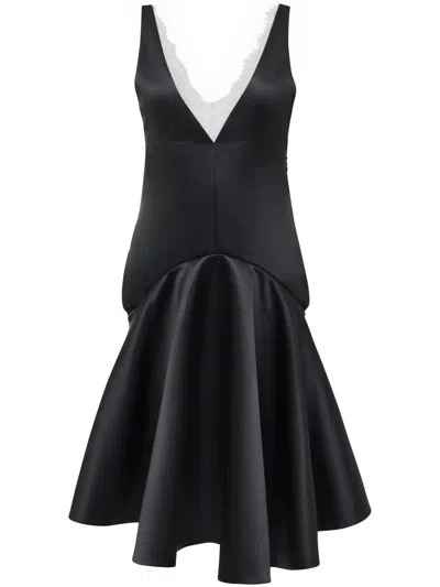 Jw Anderson Draped Dress With V-neckline In Black