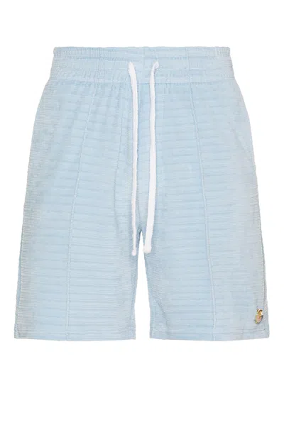 Casablanca Velour Stripe Shorts In Light Blue