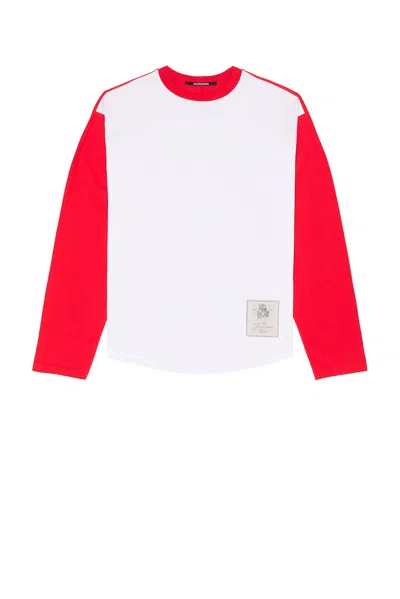 Jacquemus Color-block Long-sleeve T-shirt With Logo Accents In White