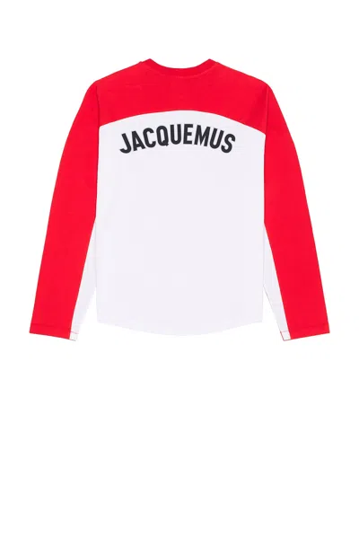 Jacquemus Color-block Long-sleeve T-shirt With Logo Accents In White