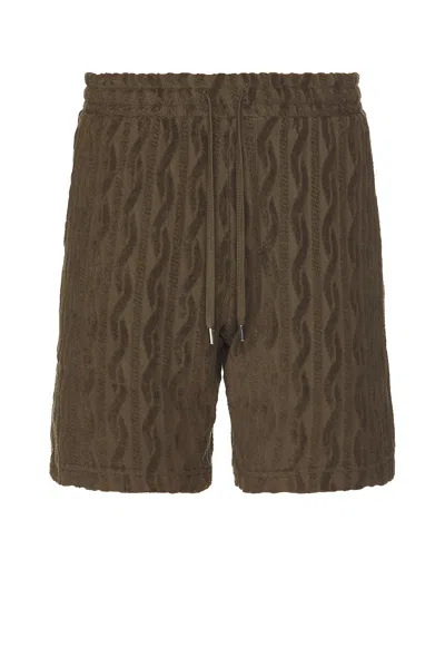 Frescobol Carioca Augusto Terry Cotton Shorts In Brown Mt