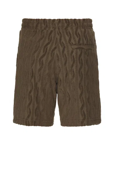 Frescobol Carioca Augusto Terry Cotton Shorts In Brown Mt