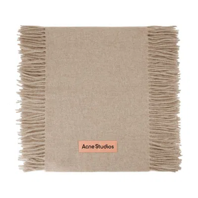 Acne Studios Canada Cancan Fringed Wool Scarf In Beige