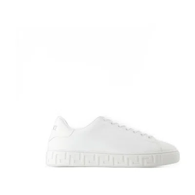 Versace Greca Responsible Faux Leather Sneakers In White