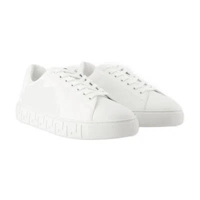 Versace Greca Responsible Faux Leather Sneakers In White