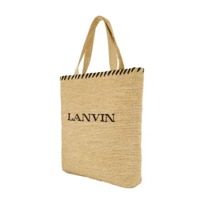 Lanvin Shopping Bag With Logo In Beige