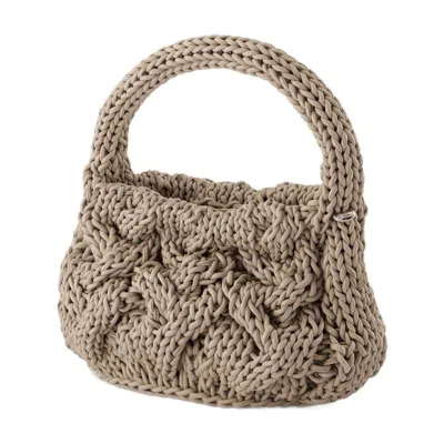 Jw Anderson Small Cable Knit Crossbody In Grey
