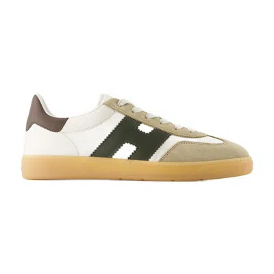 Hogan Leather And Suede Sneakers With Memory Foam Insole In Neutral