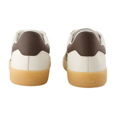 Hogan Leather And Suede Sneakers With Memory Foam Insole In Neutral