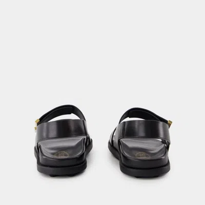 Tod's Women Sandal With Two Leather Straps In Black