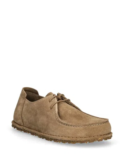 Birkenstock Utti Lace Up Deep Blue Loafers Gray Taupe In Gray Taupe