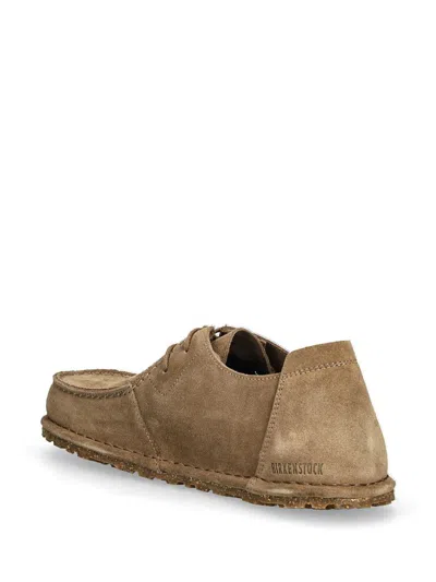 Birkenstock Utti Lace Up Deep Blue Loafers Gray Taupe In Gray Taupe