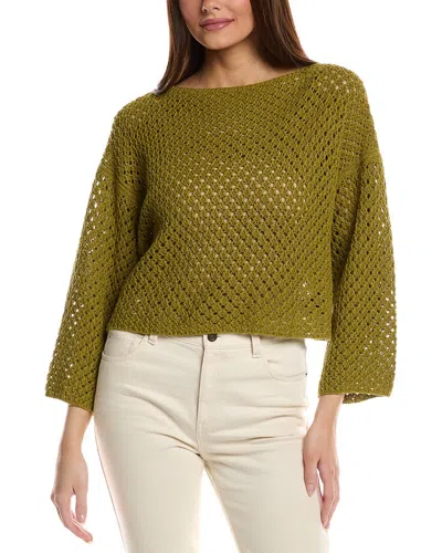 Lafayette 148 New York Open Stitch Linen-blend Sweater In Green