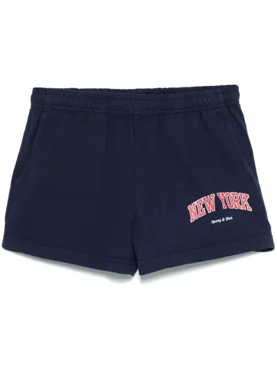 Sporty And Rich Womens Dark Navy New York Ivy Disco Two-slip-pockets Cotton-jersey Shorts Xs In Blau