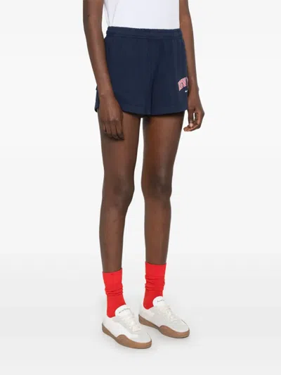 Sporty And Rich Womens Dark Navy New York Ivy Disco Two-slip-pockets Cotton-jersey Shorts Xs In Blau