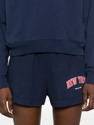 Sporty And Rich Womens Dark Navy New York Ivy Disco Two-slip-pockets Cotton-jersey Shorts Xs In Blau