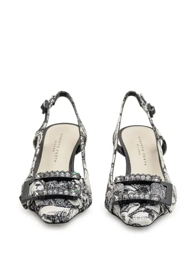 Roberto Festa Atena Pumps In Black Fabric In White